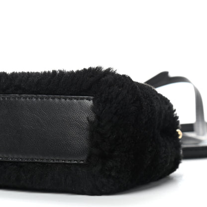 Fendi Shearling Shiny Nappa Micro Peekaboo Iconic Satchel Black 8 of 8