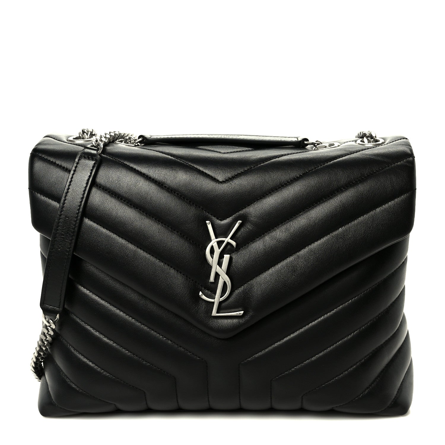 Saint Laurent Calfskin Y Quilted Monogram Medium Loulou Chain Satchel Black 1 of 21