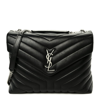Saint Laurent Calfskin Y Quilted Monogram Medium Loulou Chain Satchel Black 1 of 21