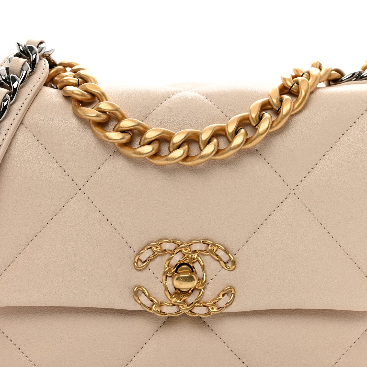 Chanel Lambskin Quilted Medium Chanel 19 Flap Light Beige 5 of 9