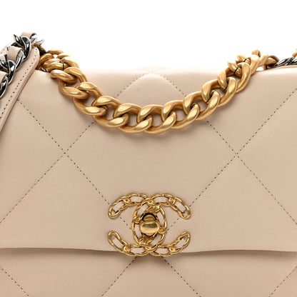 Chanel Lambskin Quilted Medium Chanel 19 Flap Light Beige 5 of 9