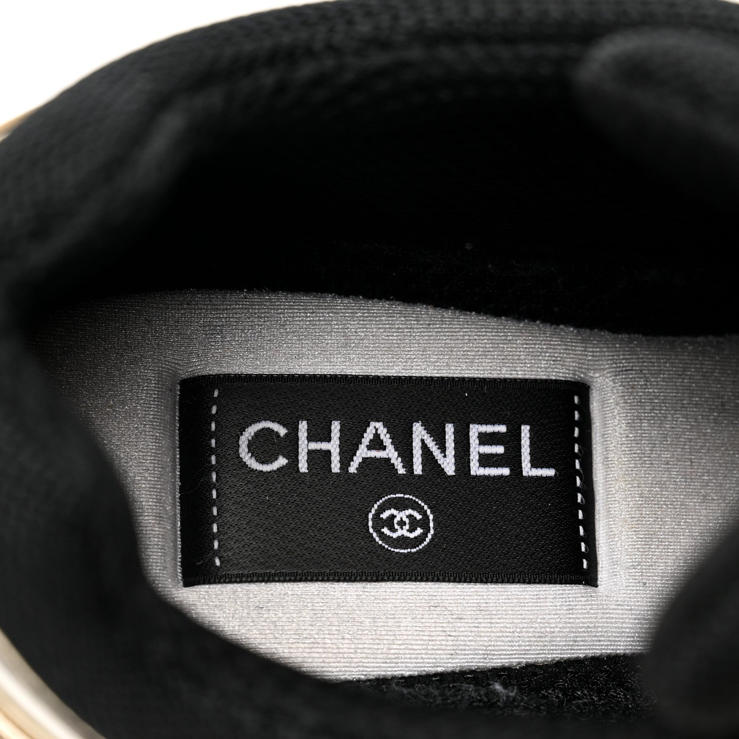 Chanel Mesh Suede Calfskin Womens CC Sneakers 39 White Black Beige Gold 7 of 8