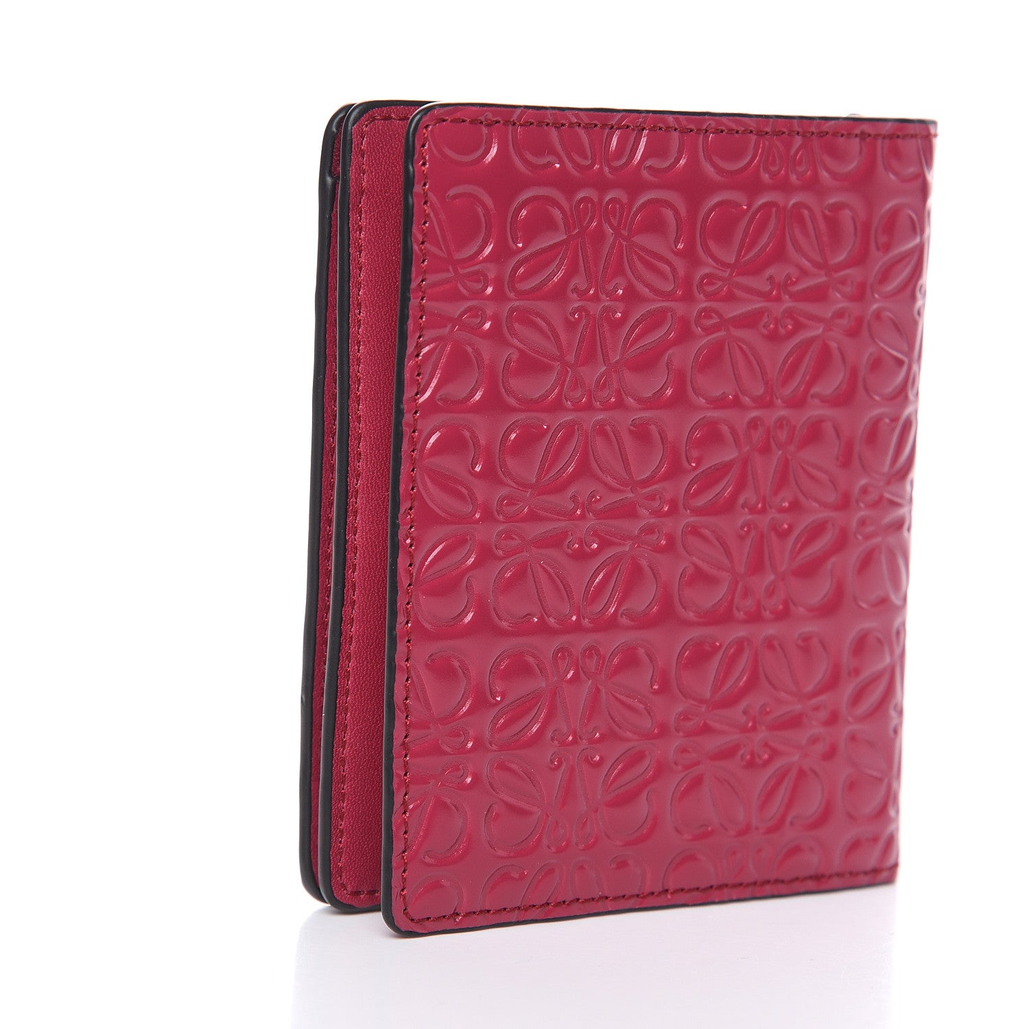Loewe Calfskin Embossed Compact Zip Wallet Raspberry 3 of 7