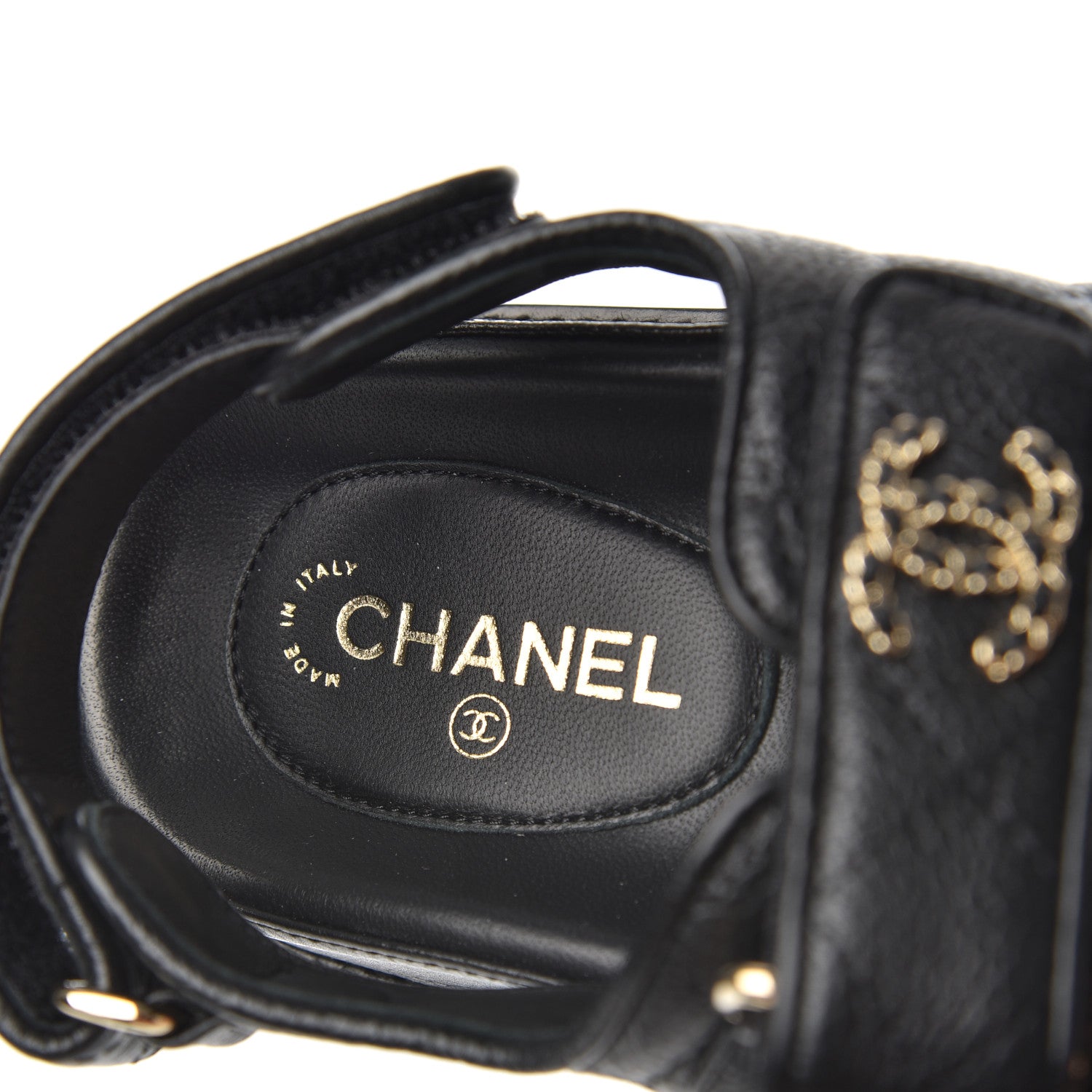 Chanel Grained Calfskin Velcro Dad Sandals 35 Black 6 of 11