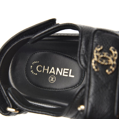 Chanel Grained Calfskin Velcro Dad Sandals 35 Black 6 of 11