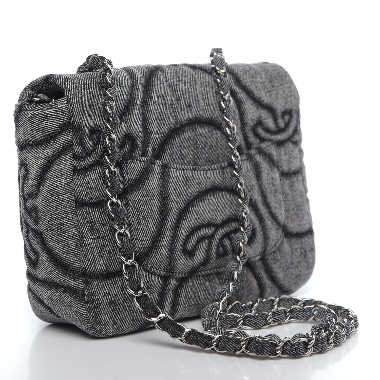 Chanel Denim Embossed CC Logo Print Mini Single Flap Black 3 of 9