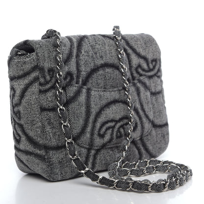 Chanel Denim Embossed CC Logo Print Mini Single Flap Black 3 of 9