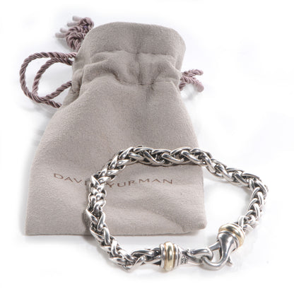 David Yurman Sterling Silver 14K Yellow Gold 6mm Wheat Chain Bracelet 5 of 5