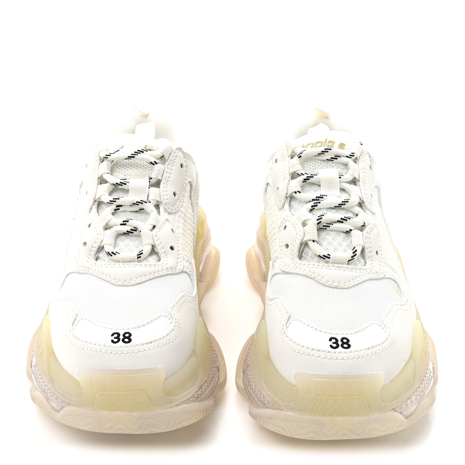 Balenciaga Fabric Mesh Clear Sole Womens Triple S Sneakers 38 White 3 of 10