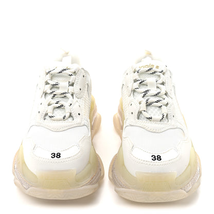 Balenciaga Fabric Mesh Clear Sole Womens Triple S Sneakers 38 White 3 of 10