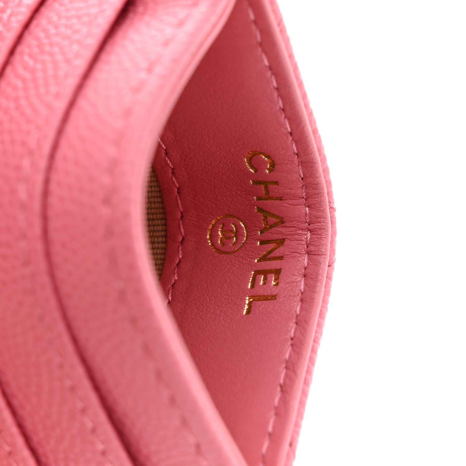 Chanel Caviar Quilted Textured Vertical Card Holder Pink 6 of 8