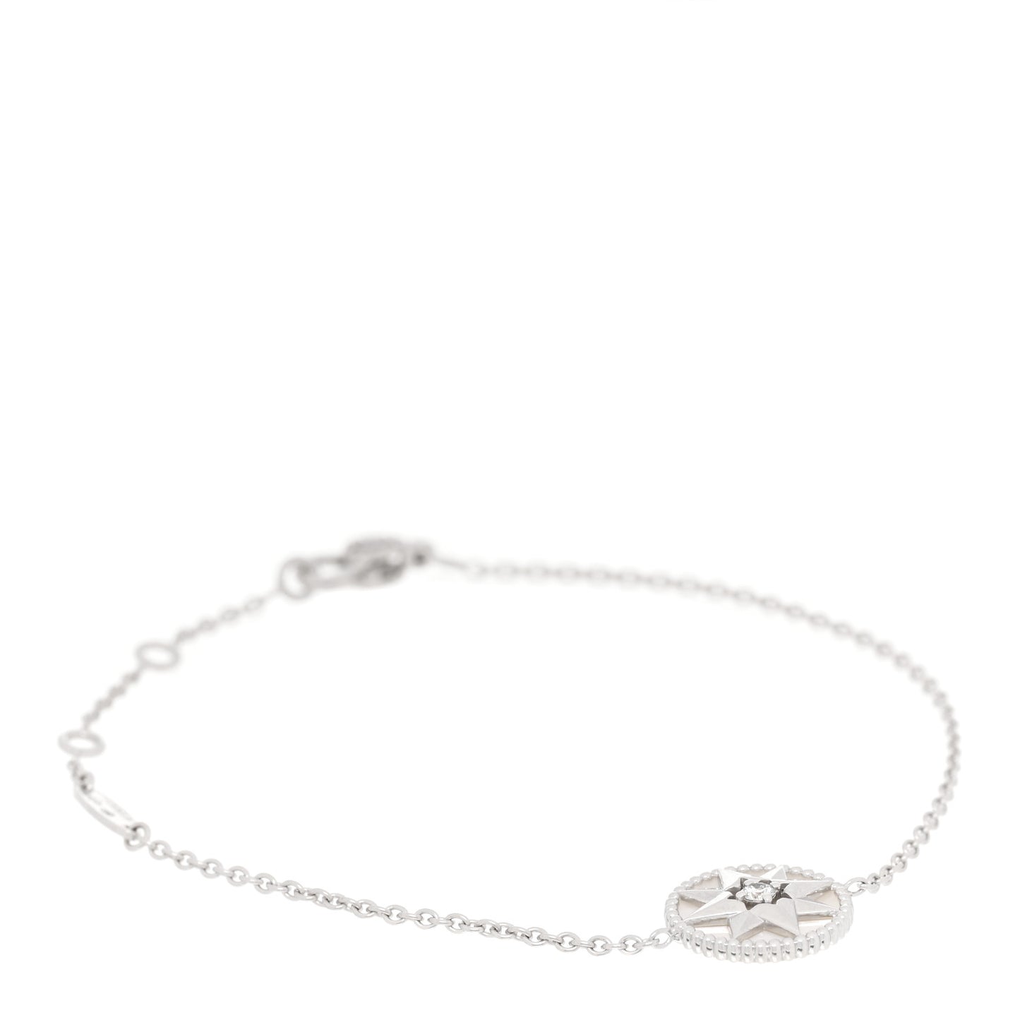 18K White Gold Diamond Mother of Pearl Rose Des Vents Bracelet