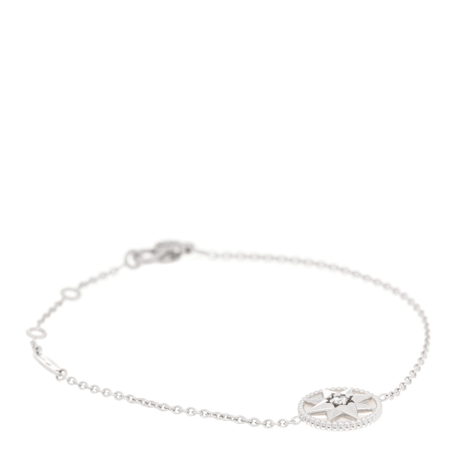 Christian Dior 18K White Gold Diamond Mother of Pearl Rose Des Vents Bracelet 1 of 6