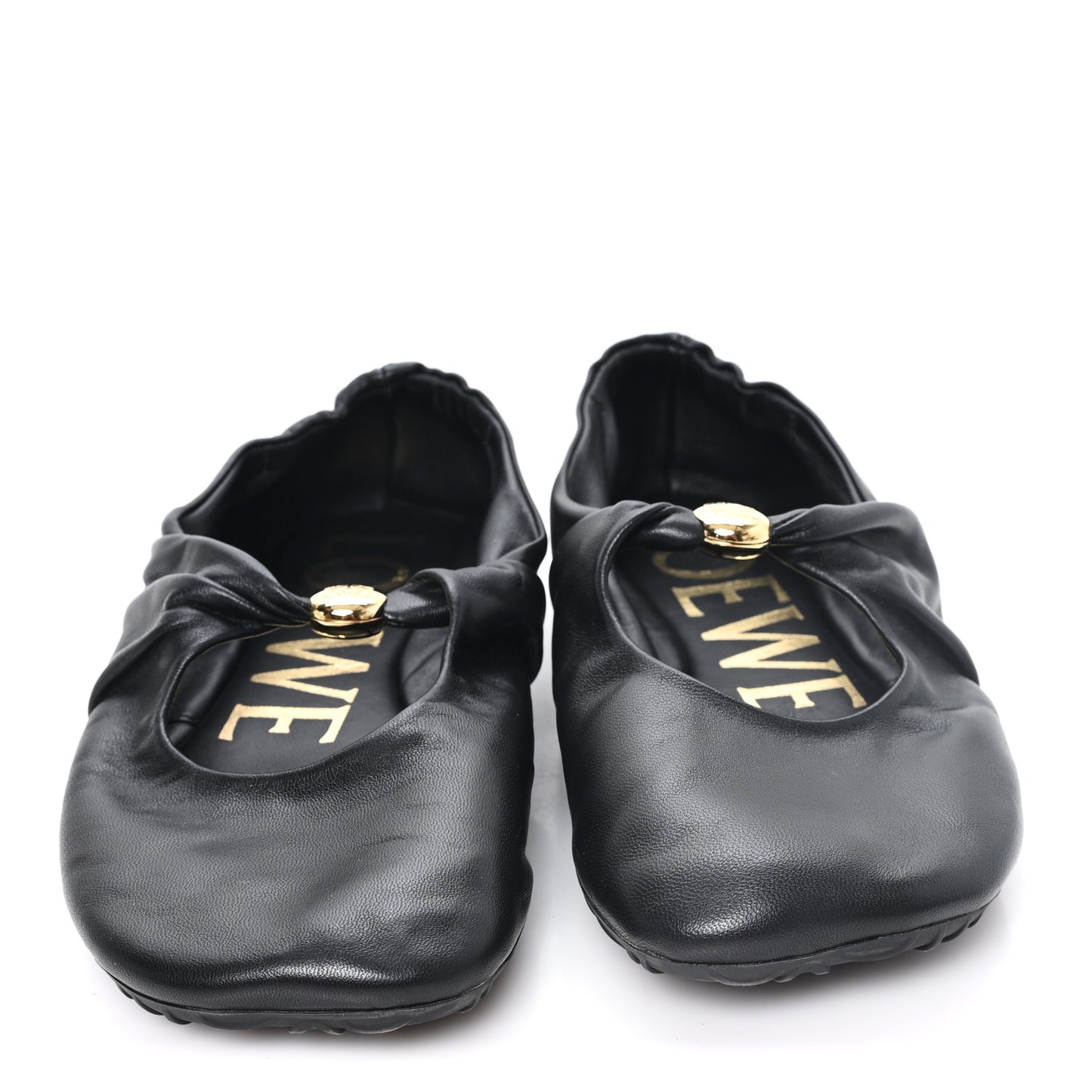 Lambskin Pebble Ballerina Flats 35 Black