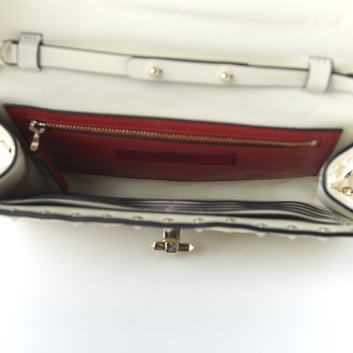 Valentino Garavani Nappa Rockstud Spike Wallet on Chain Light Ivory 5 of 10