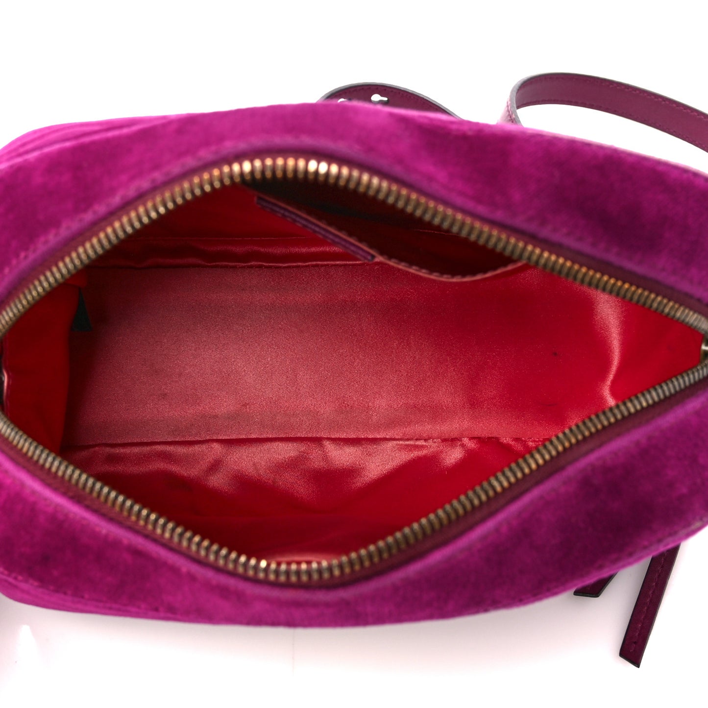 Velvet Matelasse Small GG Marmont Chain Shoulder Bag Fuchsia Violet Cyclamen