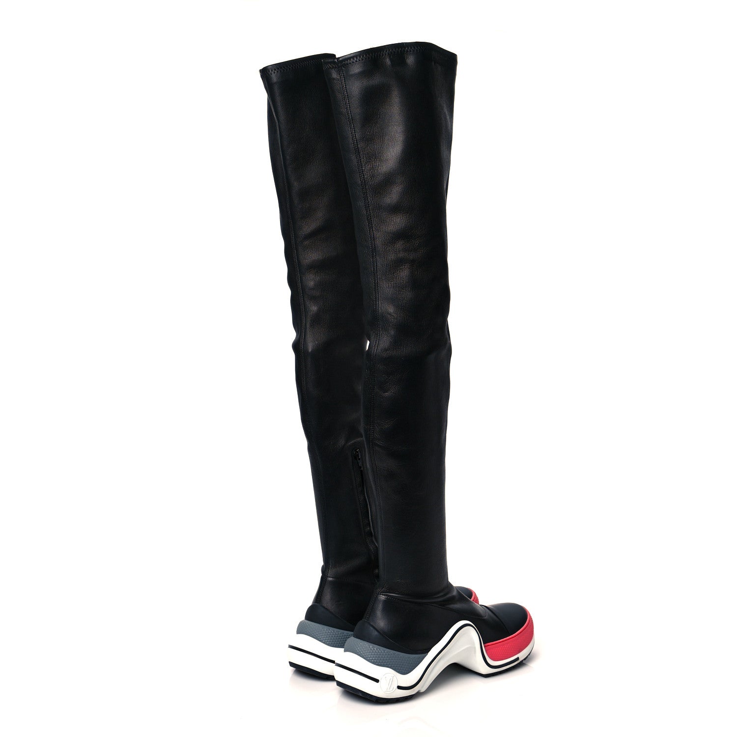 Louis Vuitton Lambskin LV Archlight Flat Thigh Boots 39 Black Pink 4 of 7