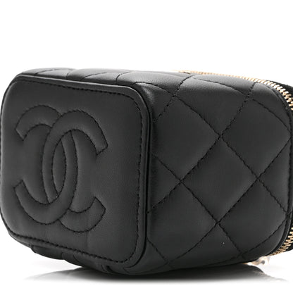 Chanel Lambskin Quilted Mini Vanity Case With Chain Black 11 of 11