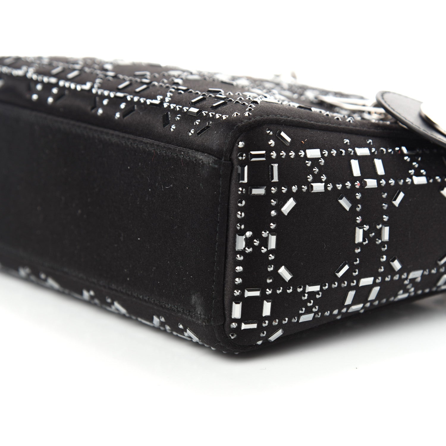 Christian Dior Satin Crystal Cannage Mini Lady Dior Black 8 of 9