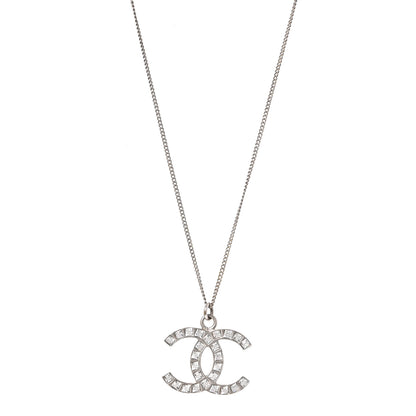 Chanel Baguette Crystal CC Necklace Silver 1 of 4