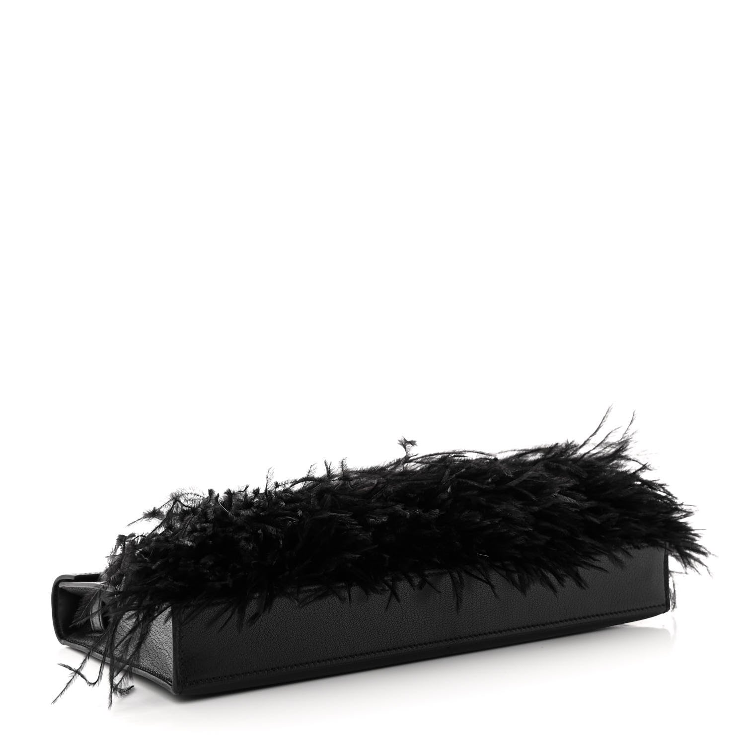 Hermes Chevre Chamkila Ostrich Feather Kelly Elan Folie Black 4 of 10