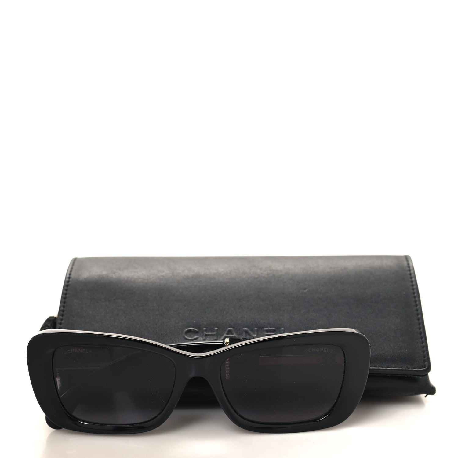 Chanel Acetate Tweed Wool CC Rectangle Sunglasses 5514-A Black 7 of 7