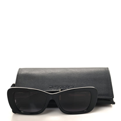 Chanel Acetate Tweed Wool CC Rectangle Sunglasses 5514-A Black 7 of 7
