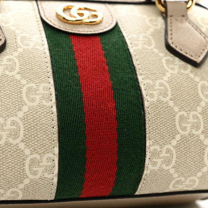 Gucci GG Supreme Monogram Textured Dollar Calfskin Web Super Mini Ophidia Top Handle Bowler Bag Beige Mystic White Oatmeal 11 of 11