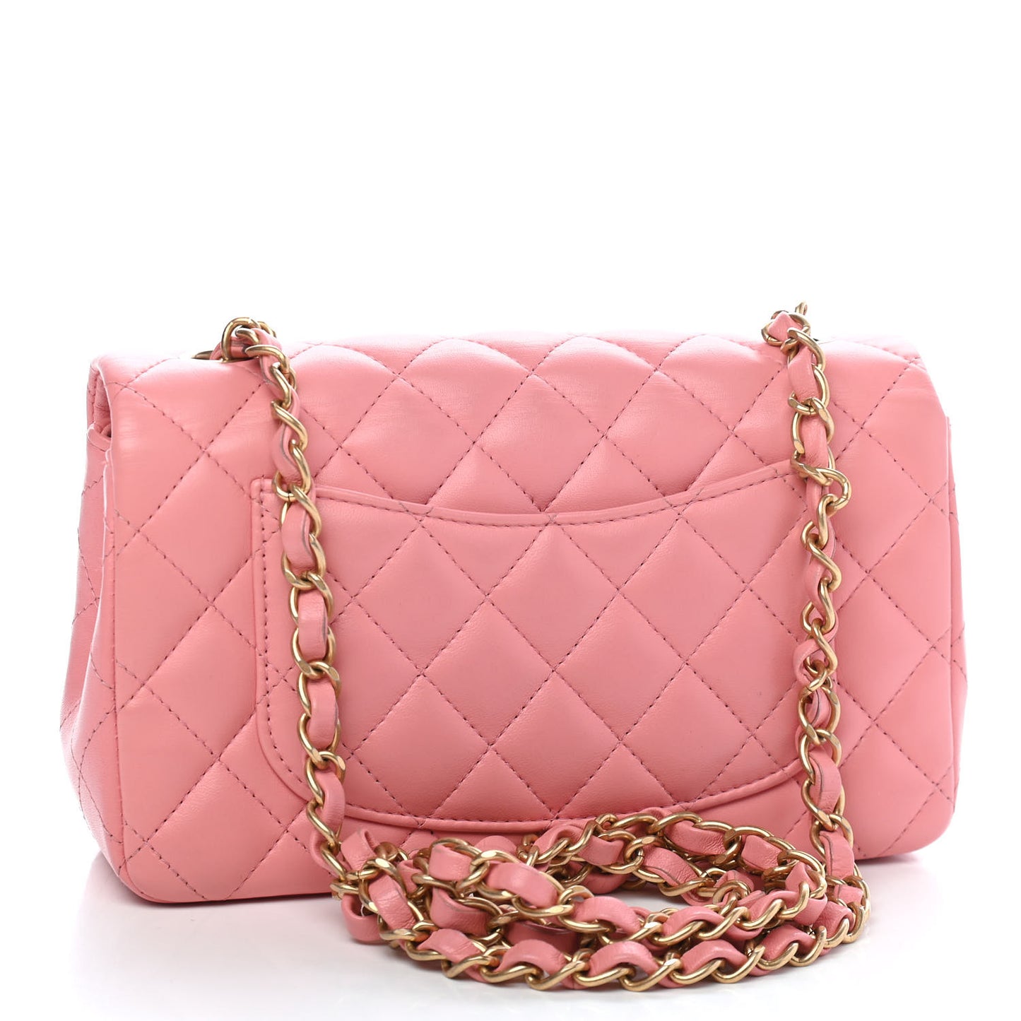 Lambskin Quilted Mini Rectangular Flap Pink
