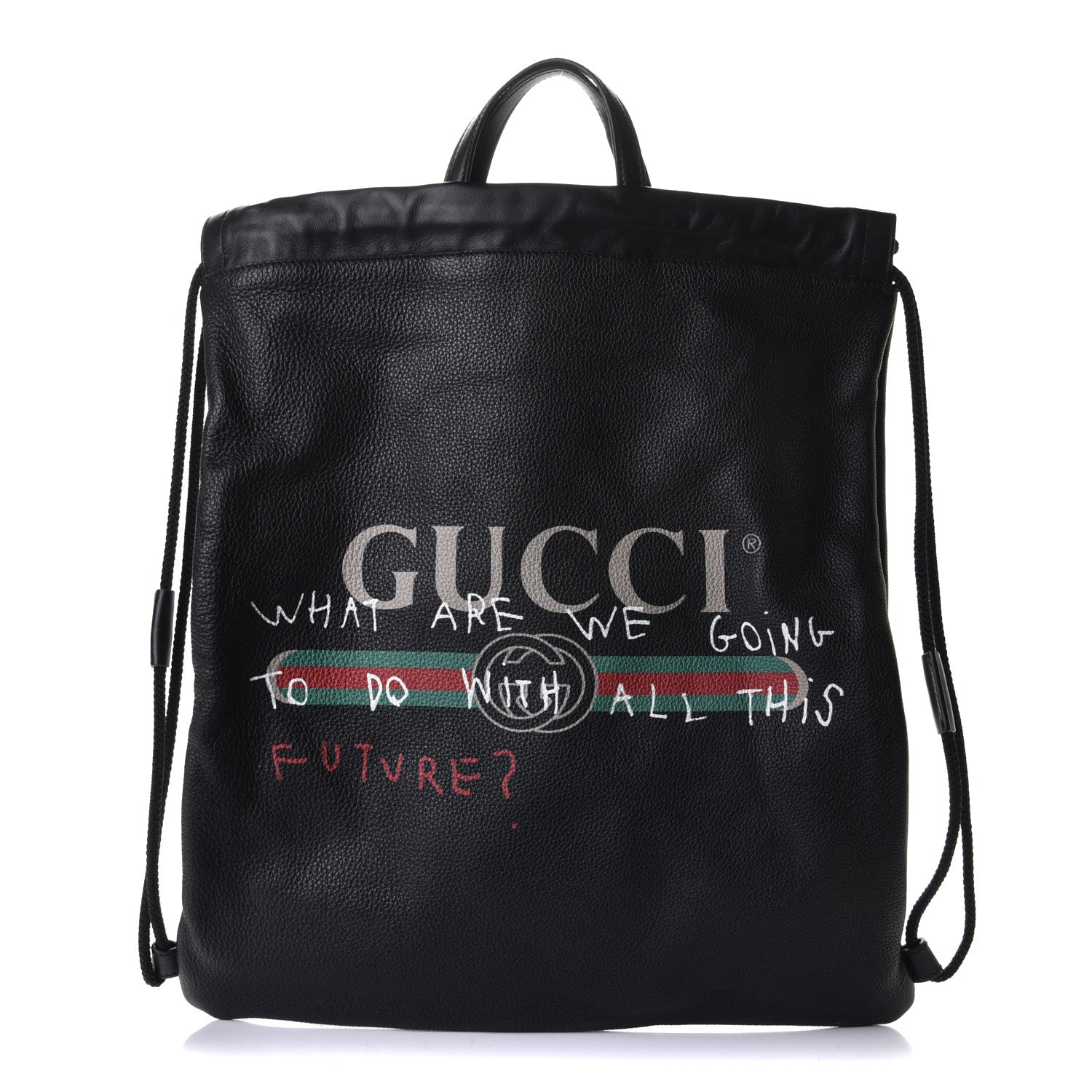 Gucci Calfskin Coco Capitan Logo Drawstring Backpack Black 1 of 5