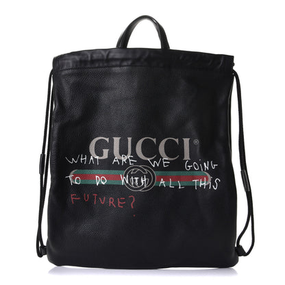Gucci Calfskin Coco Capitan Logo Drawstring Backpack Black 1 of 5