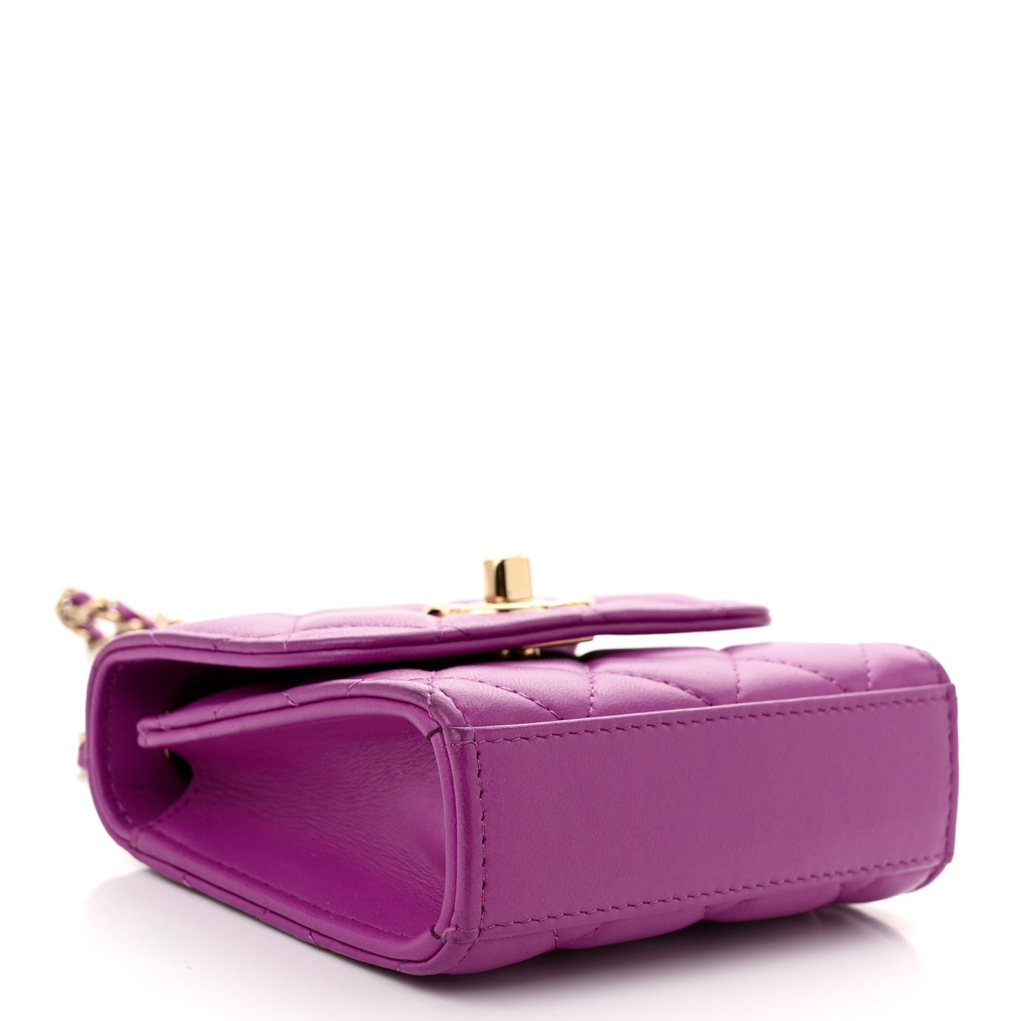 Lambskin Quilted Mini Trendy CC Clutch With Chain Purple