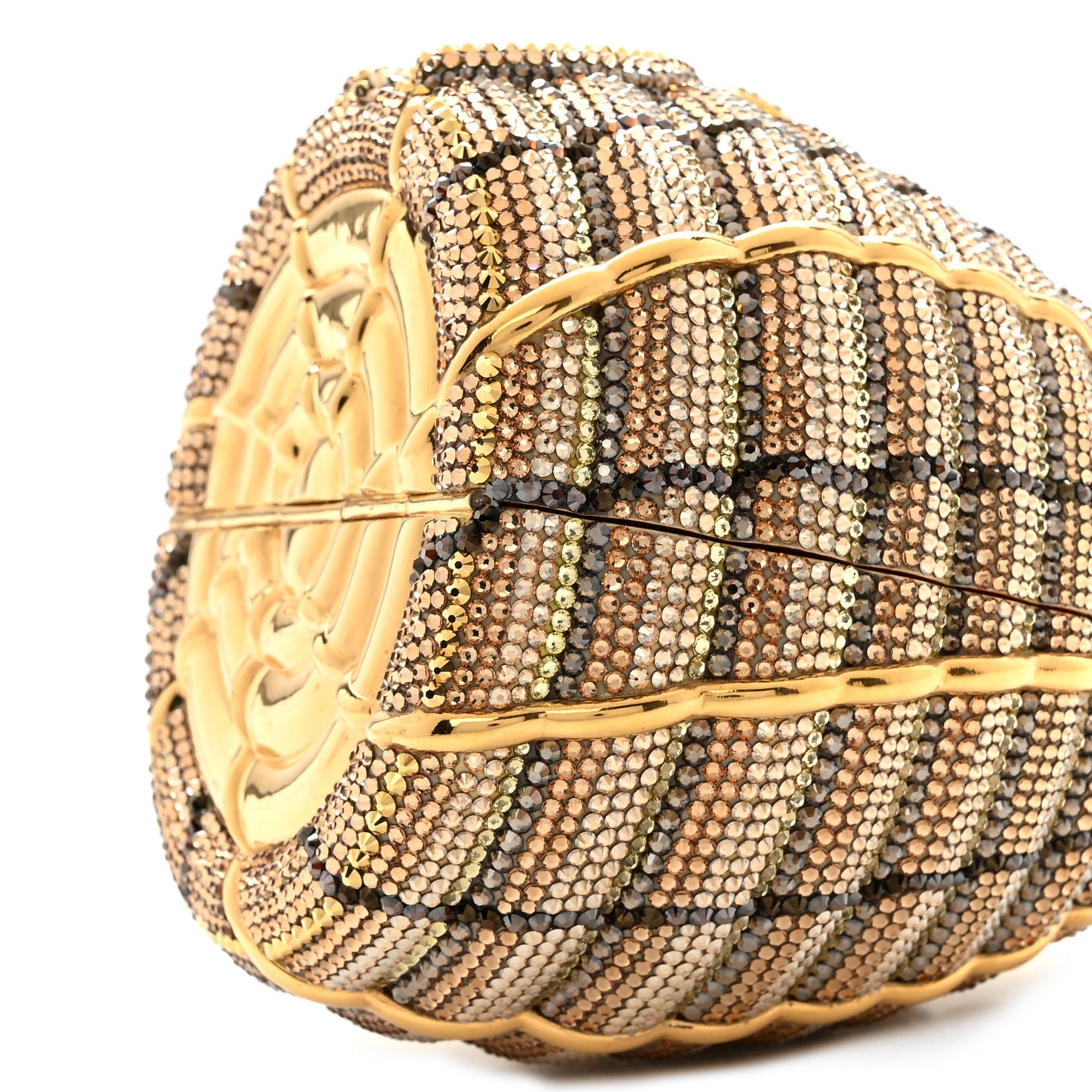 Crystal Beehive Minaudiere Clutch Gold
