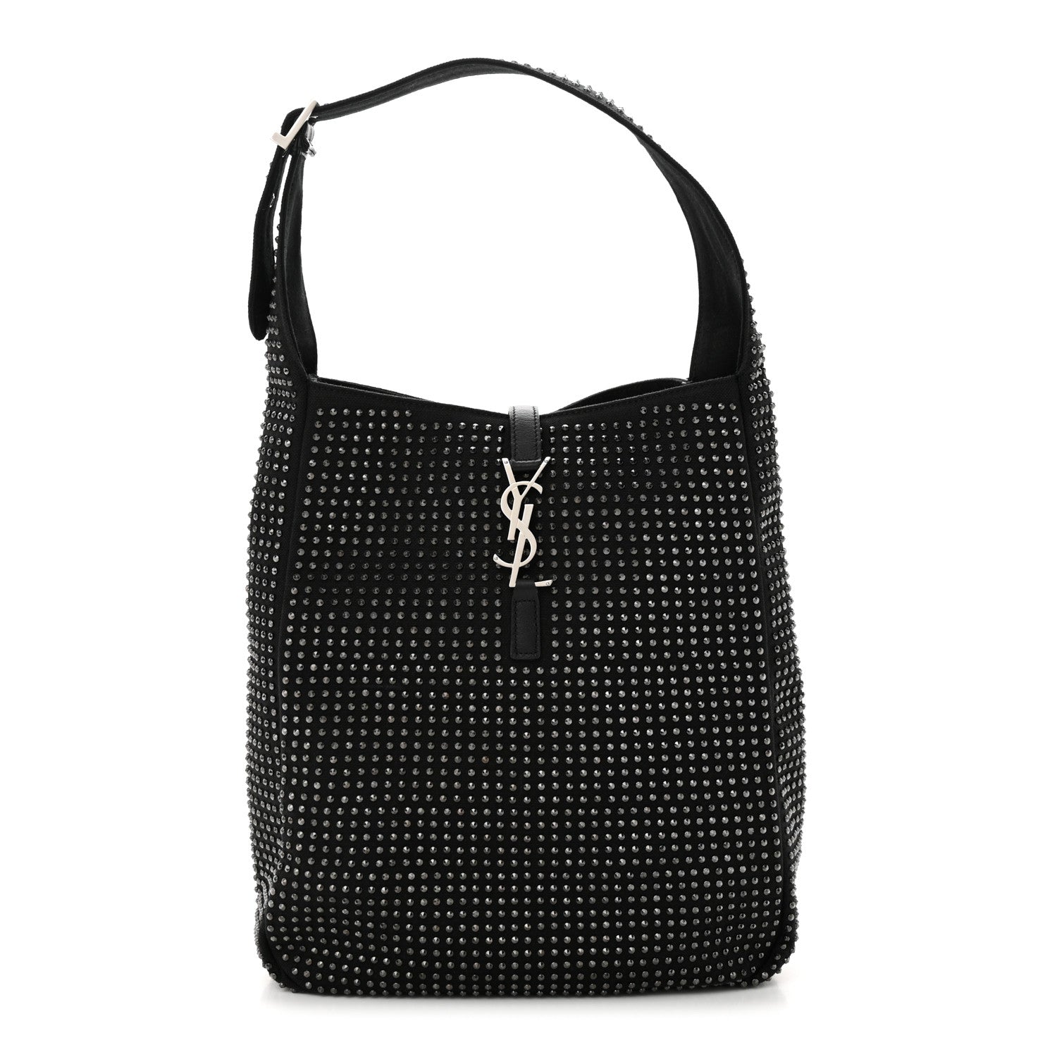 Saint Laurent Cotton Studded Le 5 A 7 Soft Hobo Black 1 of 10