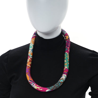Hermes Silk Collier Plisse En Soie Petit H Pleated Necklace 2 of 6