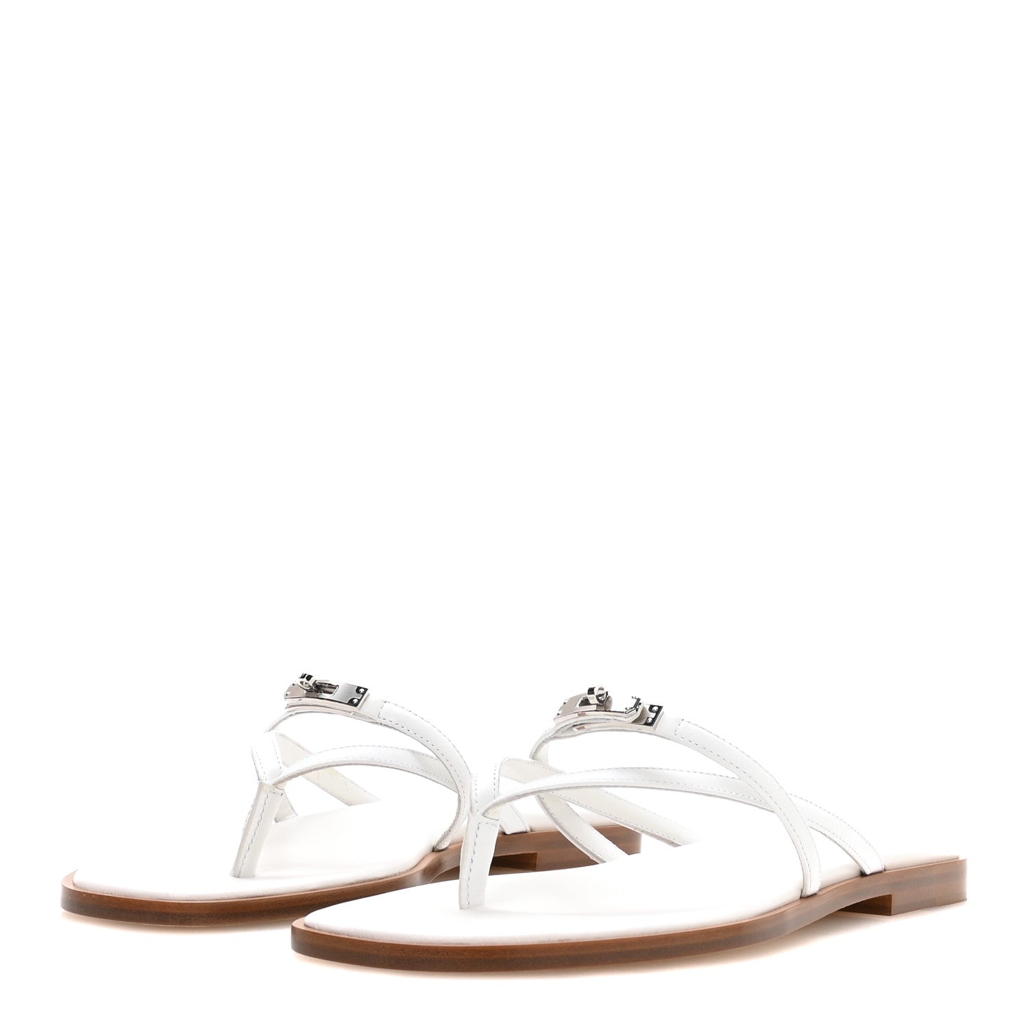 Hermes Calfskin Miss Sandals 38 White 4 of 8
