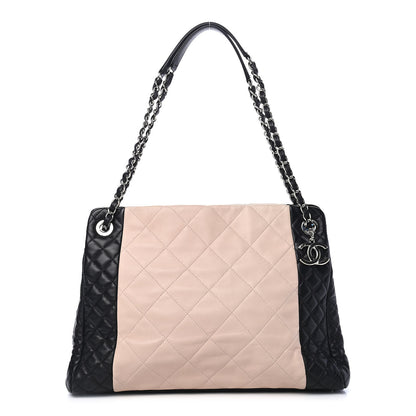 Chanel Lambskin Quilted CC Shopping Tote Black Rose Clair 1 of 11