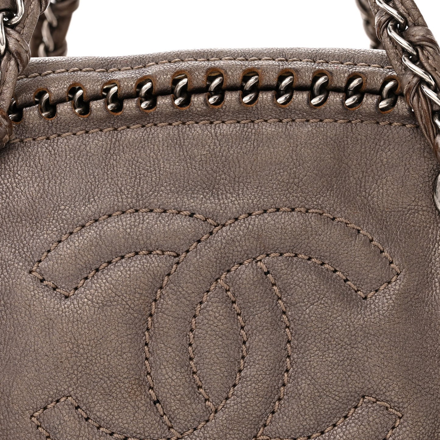 Metallic Goatskin Medium Luxe Ligne Bowler Bronze