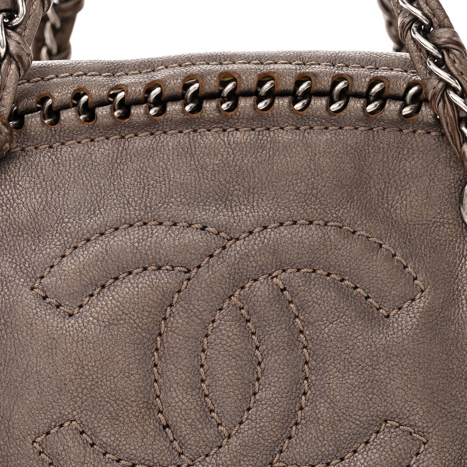 Chanel Metallic Goatskin Medium Luxe Ligne Bowler Bronze 8 of 16