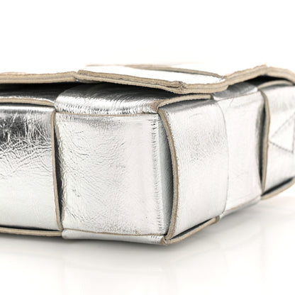 Bottega Veneta Metallic Lambskin Maxi Intrecciato Cassette Crossbody Bag Silver 10 of 13