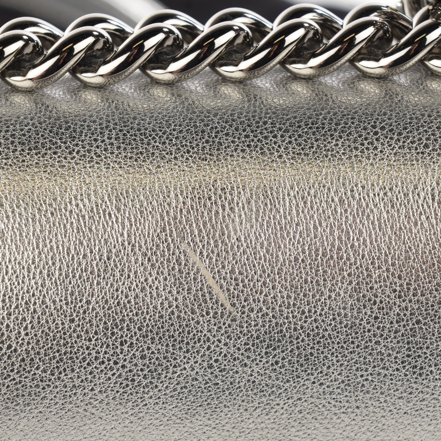Metallic Goatskin Calfskin Medium Boy Flap Silver Black