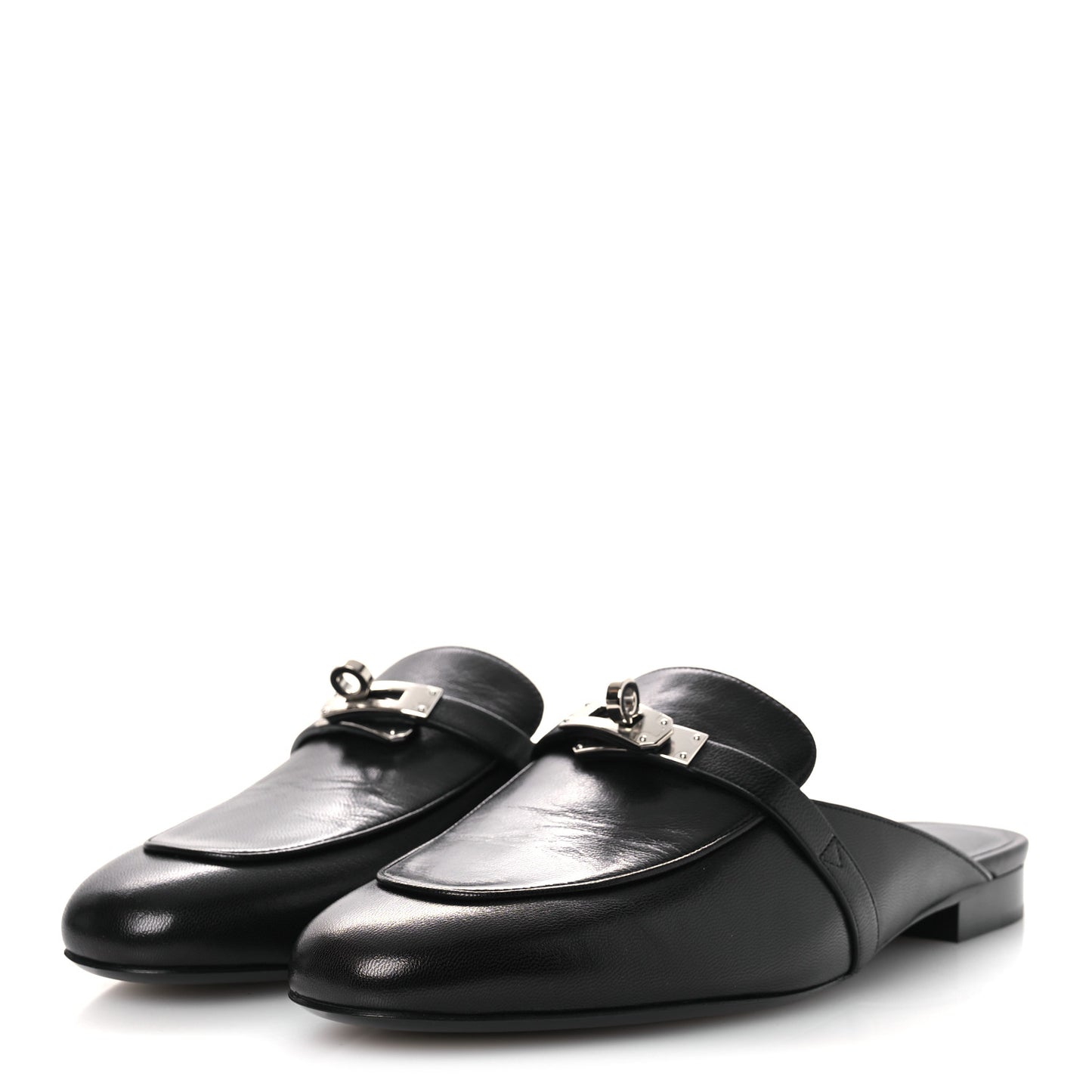 Glazed Calfskin Oz Mules 41 Black