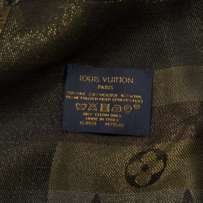 Louis Vuitton Silk Lurex Wool So Shine Monogram Shawl Black 3 of 3