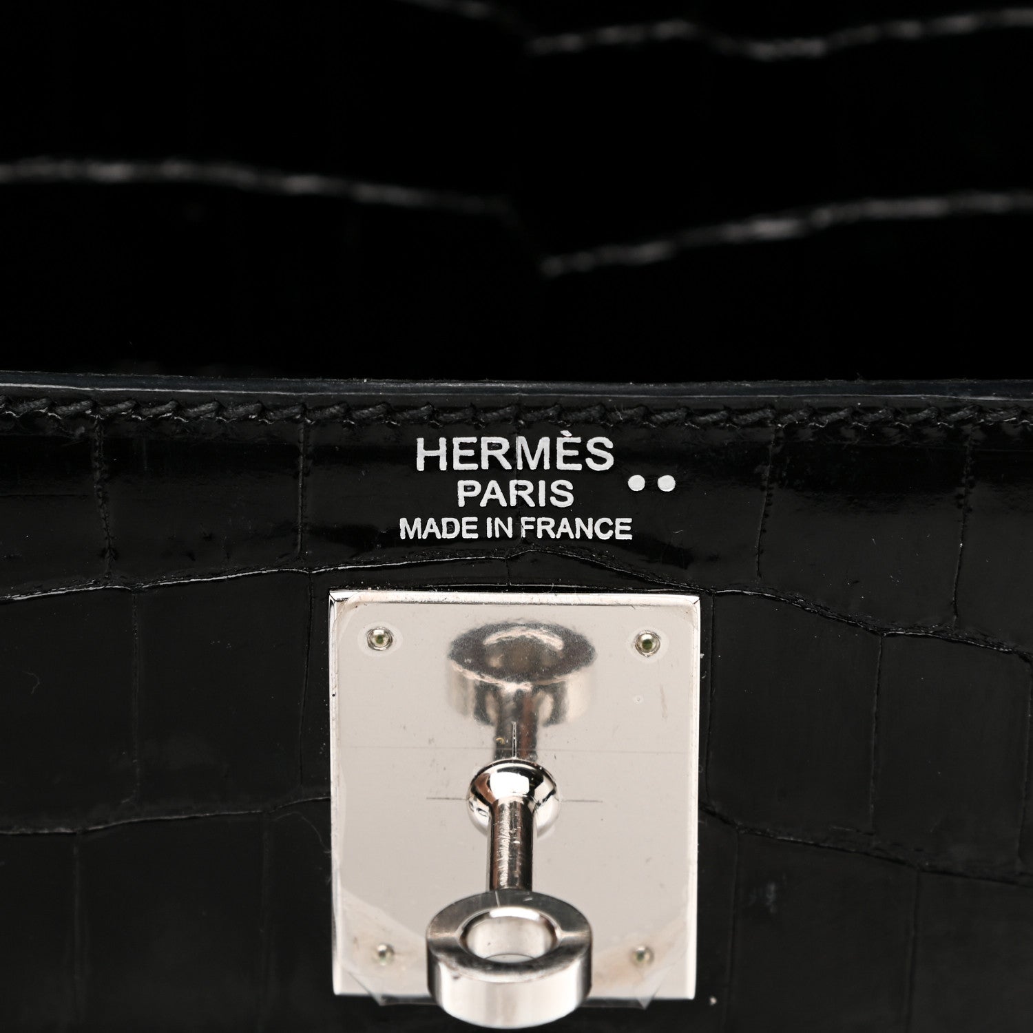 Hermes Shiny Niloticus Crocodile Kelly Sellier 32 Black 6 of 12
