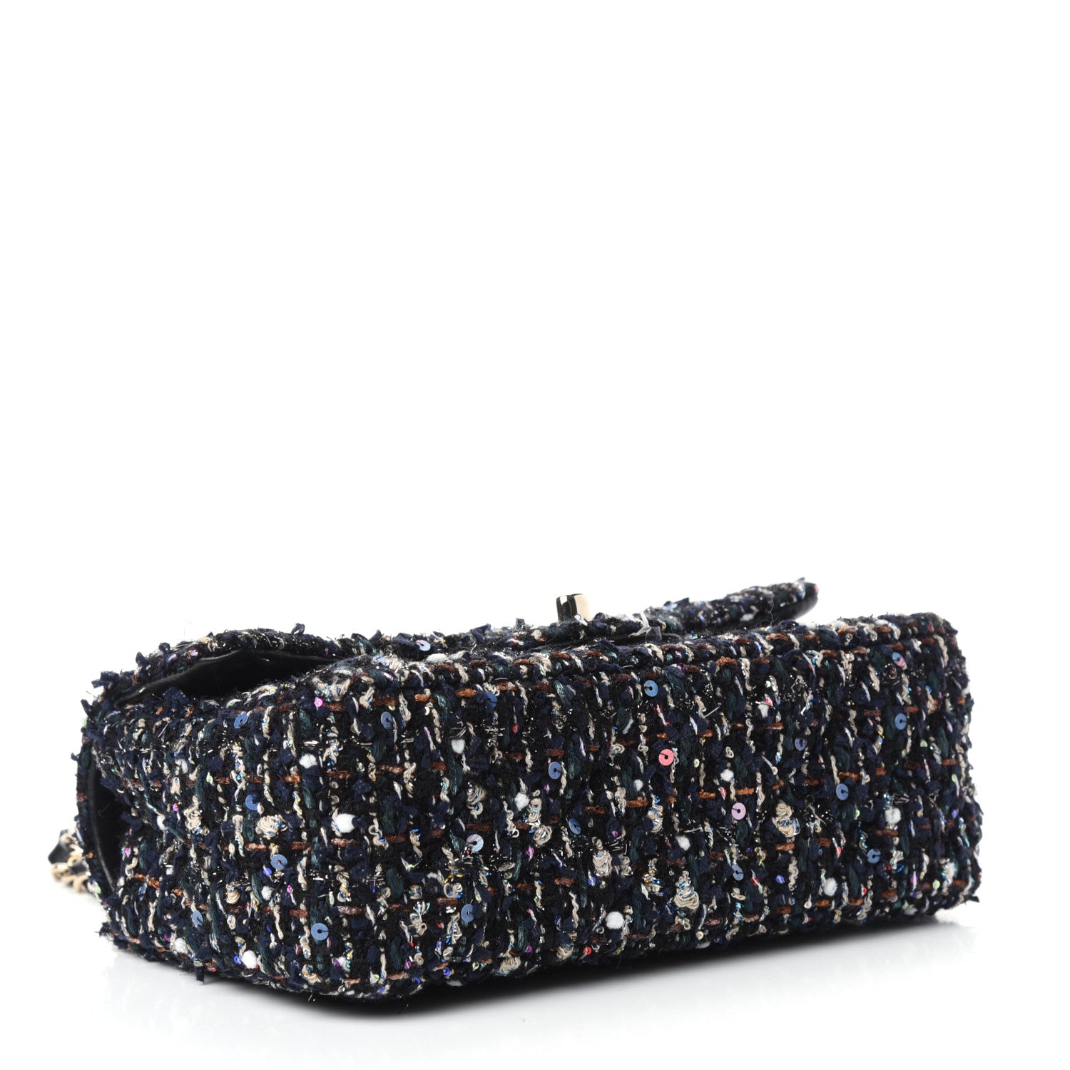 Chanel Glittered Tweed Quilted Mini Rectangular Flap Navy Blue Mulitcolor 4 of 11