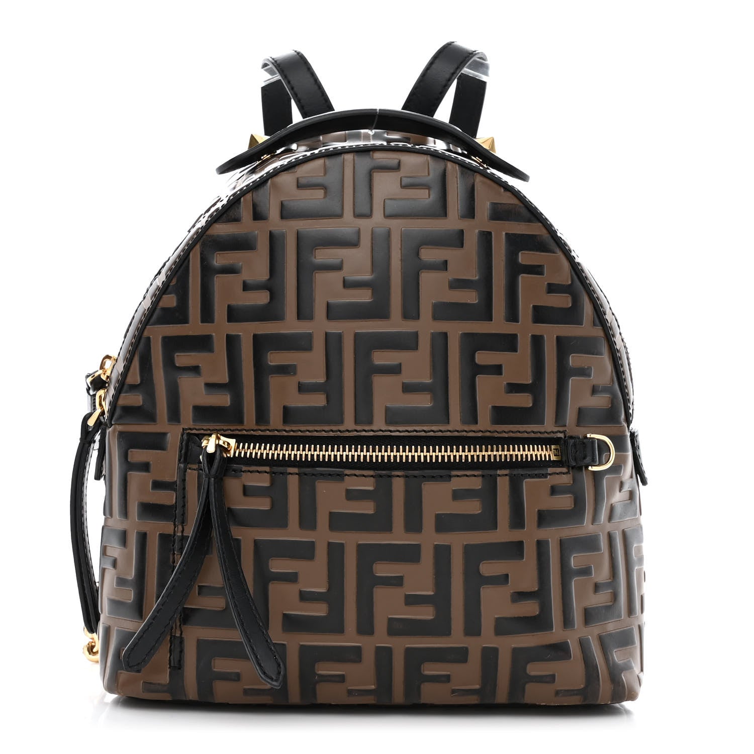 Fendi Vitello Bi-Color FF 1974 Embossed Mini Backpack Maya Black 1 of 10