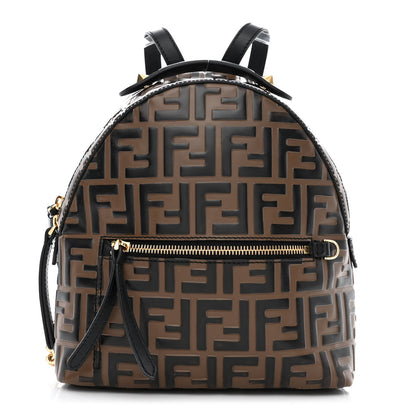 Fendi Vitello Bi-Color FF 1974 Embossed Mini Backpack Maya Black 1 of 10