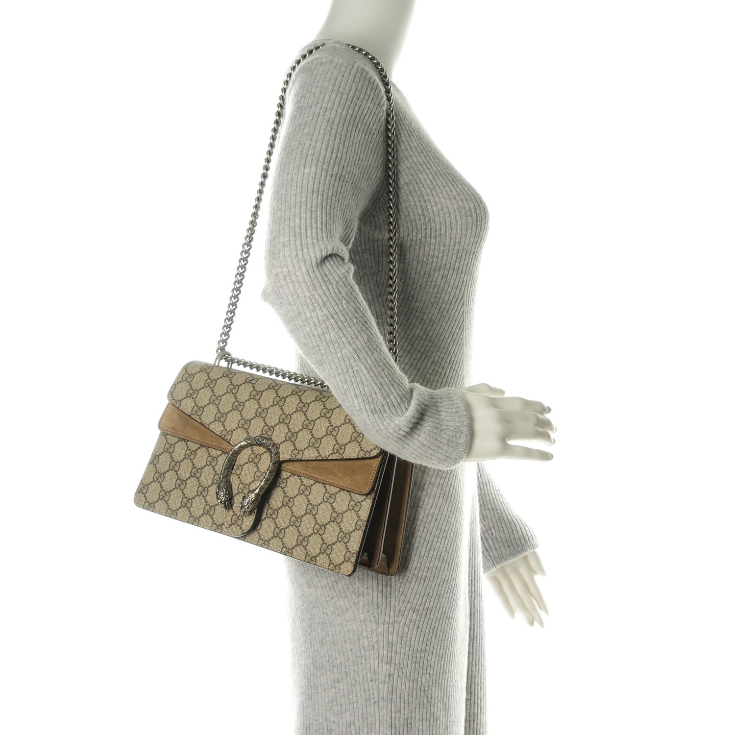 Gucci GG Supreme Monogram Small Dionysus Shoulder Bag Taupe 2 of 7