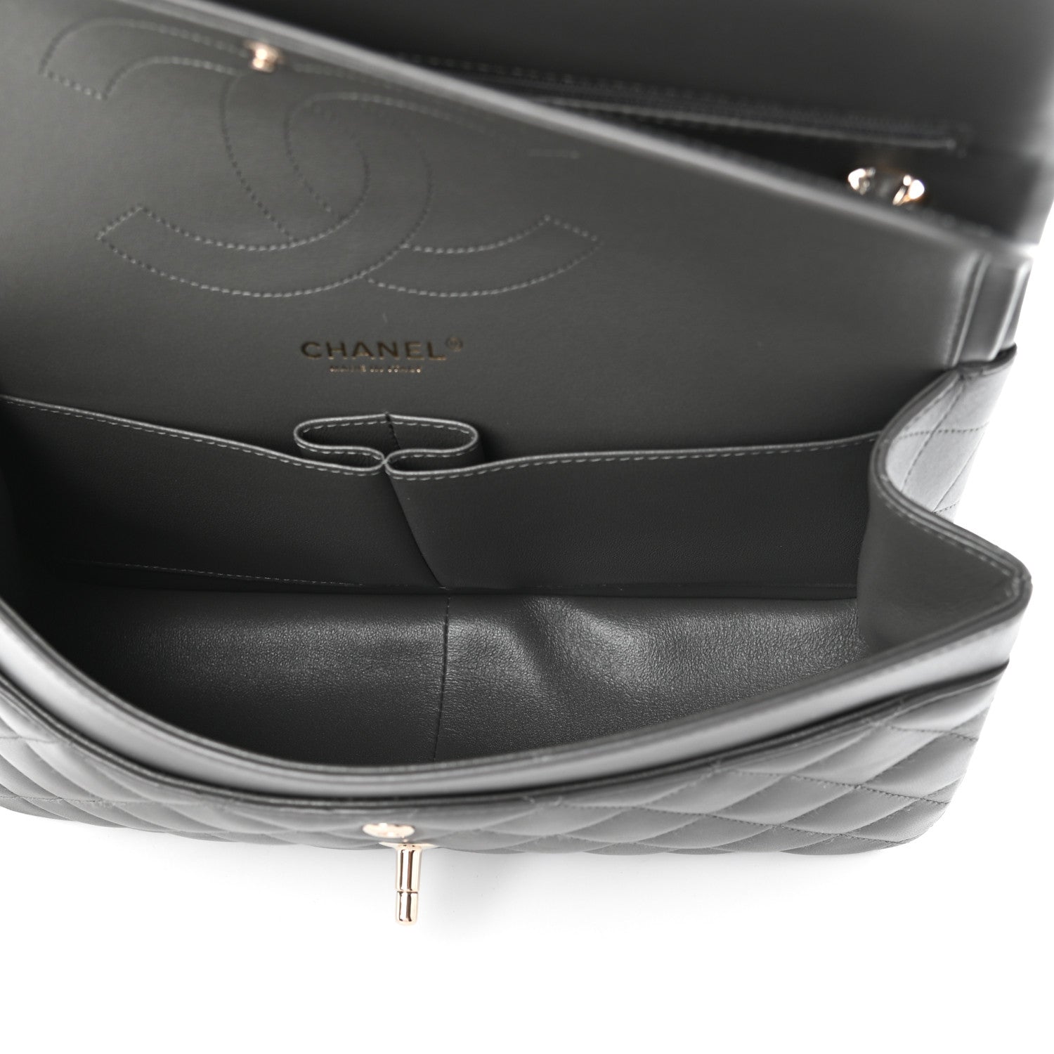 Chanel Lambskin Quilted Jumbo Double Flap Grey 5 of 9