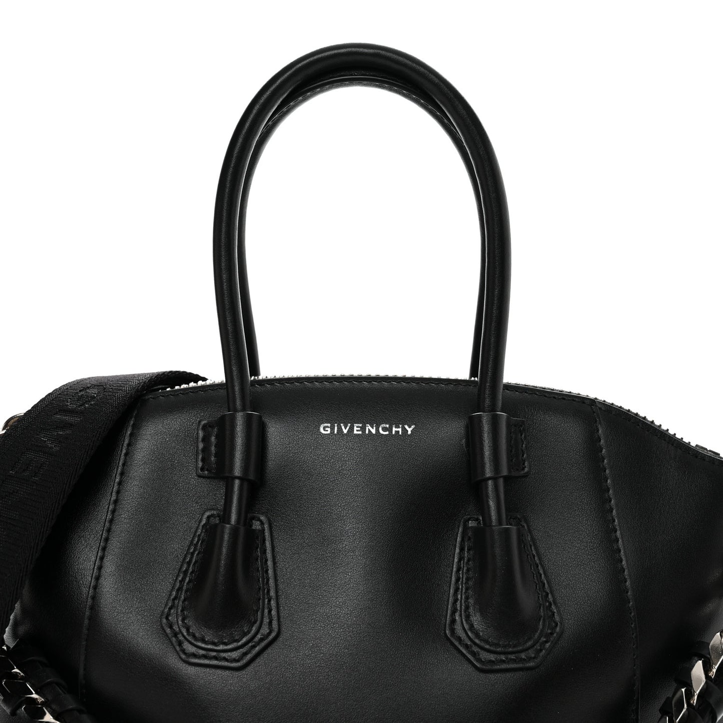 Shiny Lord Calfskin Mini Sport Antigona With Chain Black